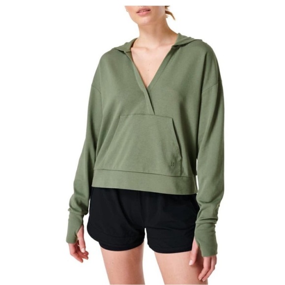 Sweaty Betty Green Hooded Pullover Sweatshirt | Size M - Picture 2 of 15